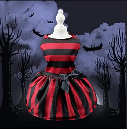 Halloween Red And Black Striped Dress