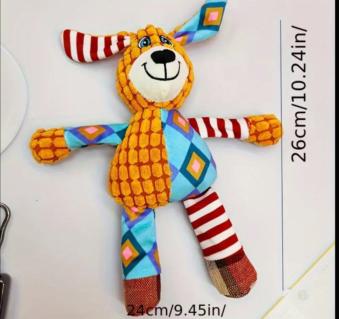 Patchwork Puppy Squeaky Dog Toy