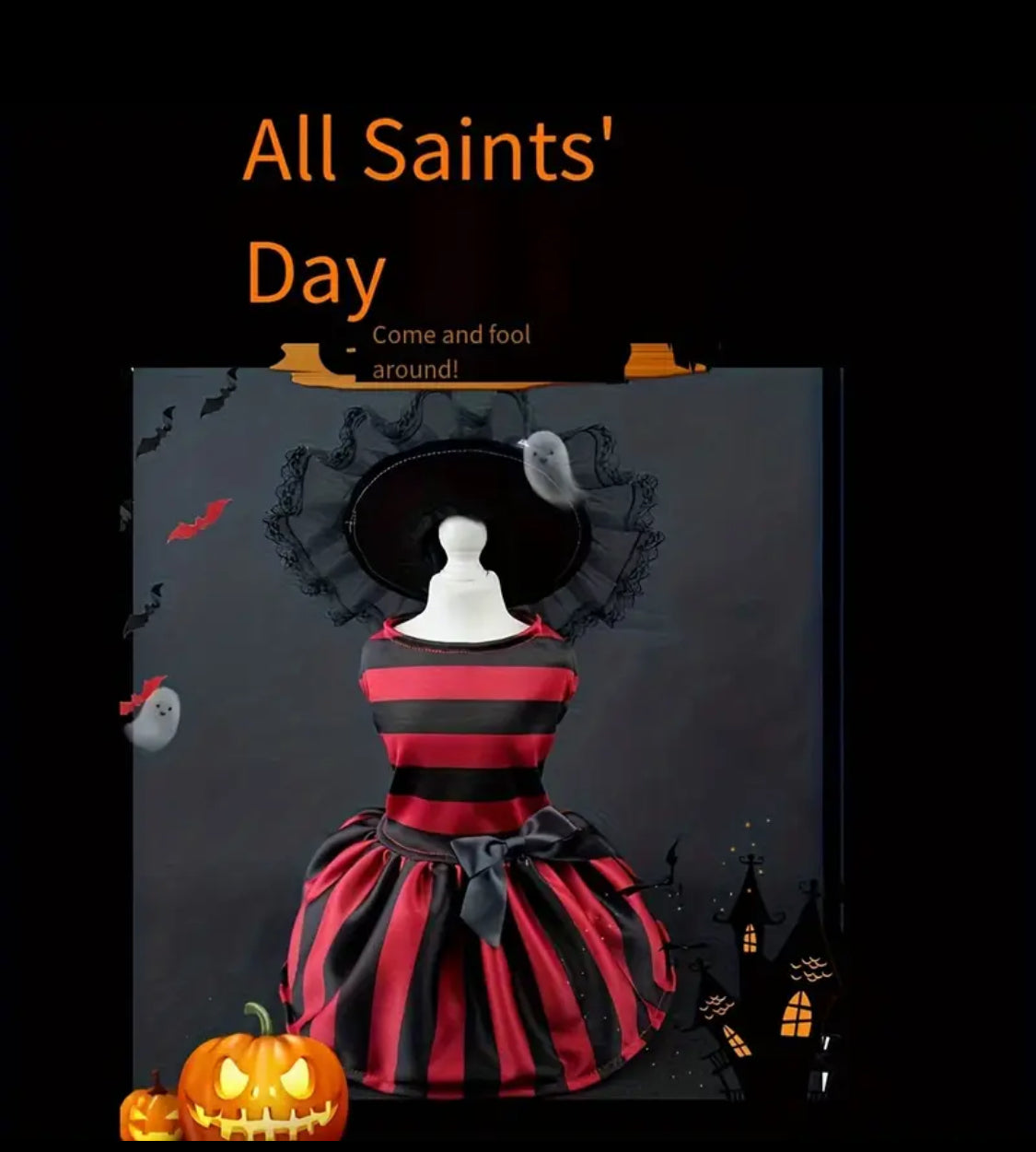 Halloween Red And Black Striped Dress