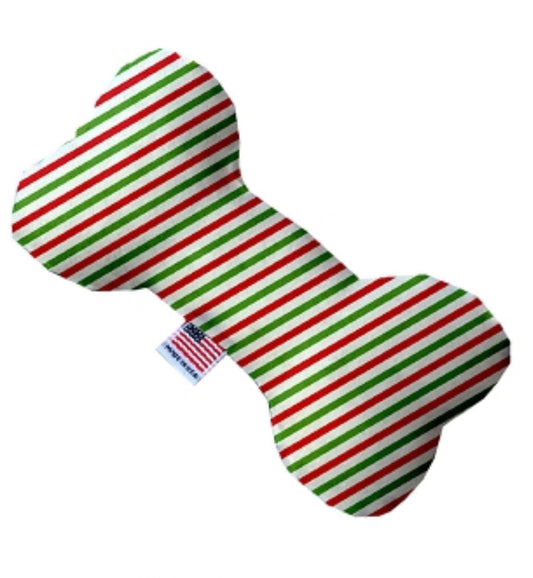 Stuffing Free Bone Dog Toy - Christmas Pinstripes