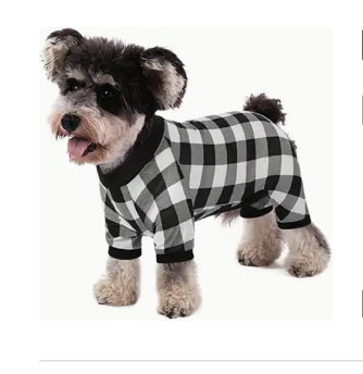 Black and White Plaid Dog Pajamas