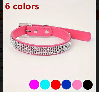 Leather Collar With Rhinestone Accents