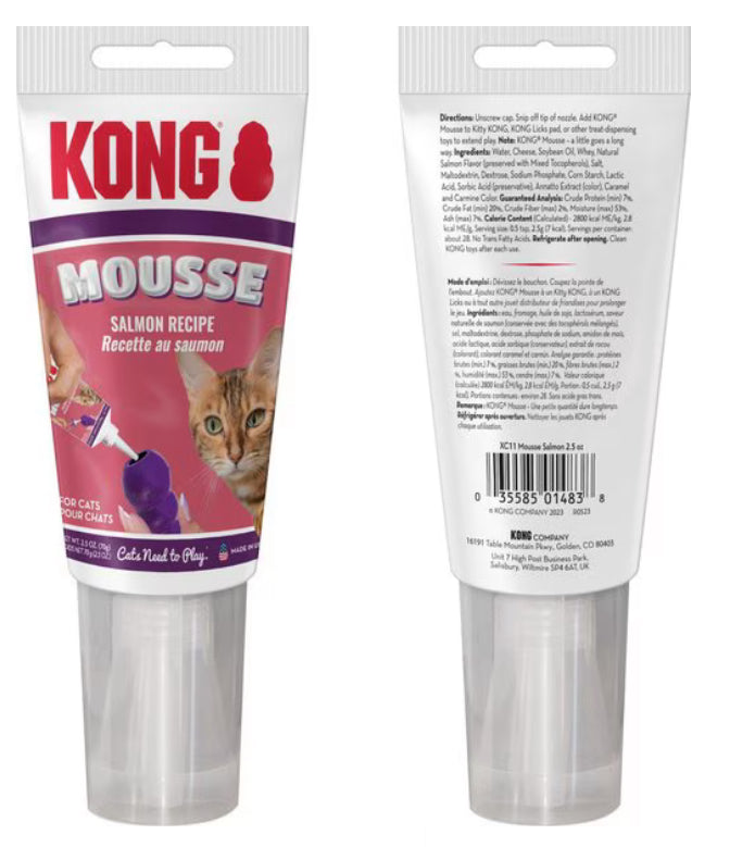 KONG Mousse Salmon Cat Treat Paste, 2.5-oz tube