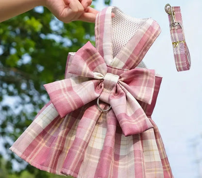 Paw-T Petz Plaid Bow Harness Dress With Leash