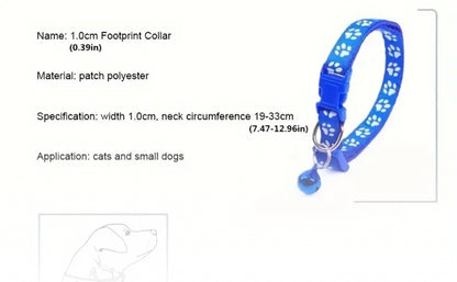 Small Dog Or Cat Collar Paw Print With Bell