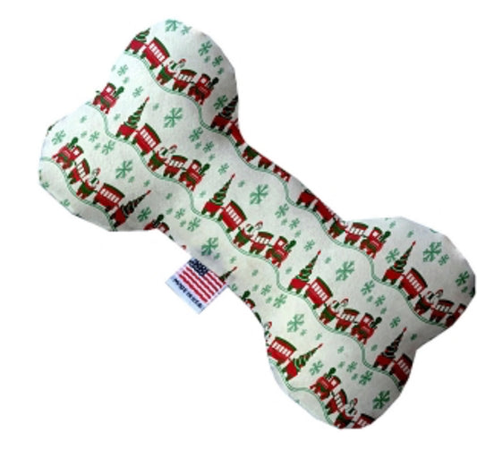 Stuffing Free Bone Dog Toy - Christmas Trains