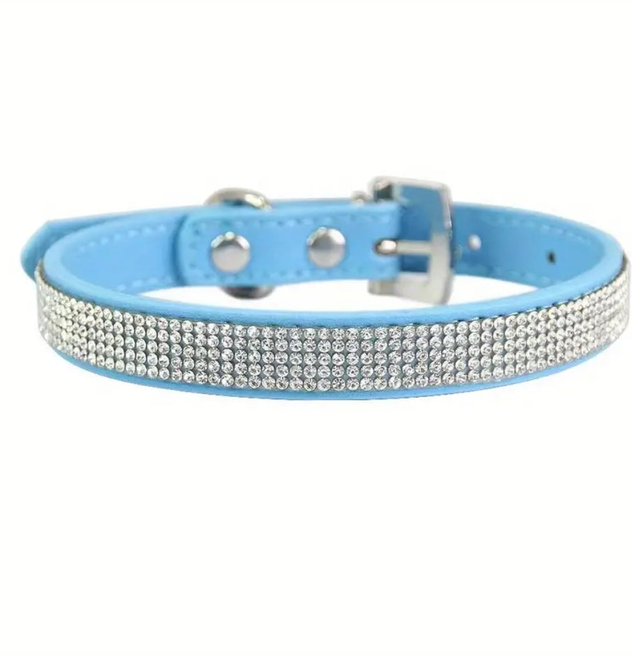 Leather Collar With Rhinestone Accents