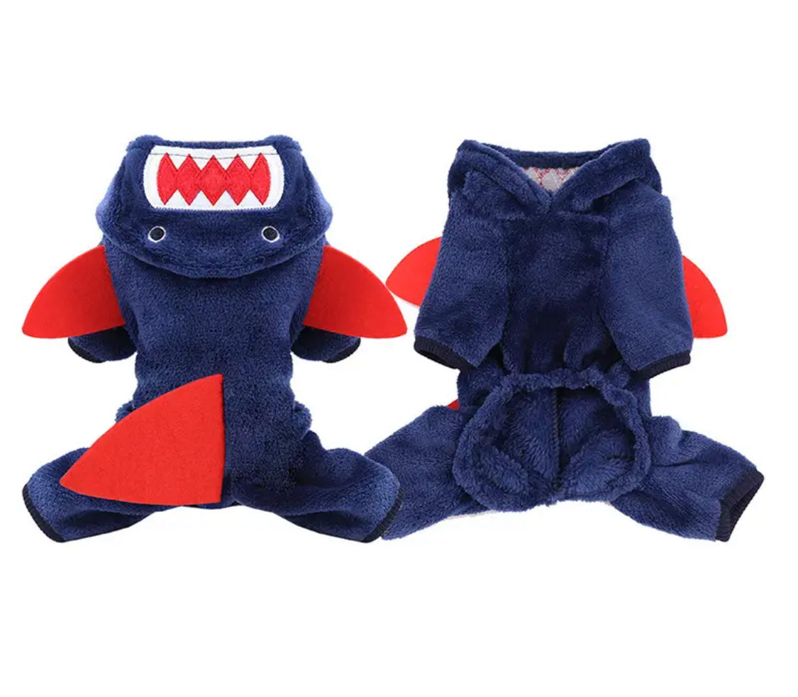 Soft Velvety Shark Pet Pajamas