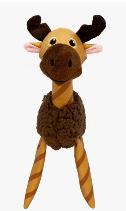 KONG Floofs Shakers Moose Squeaky Dog Plush Toy, Brown