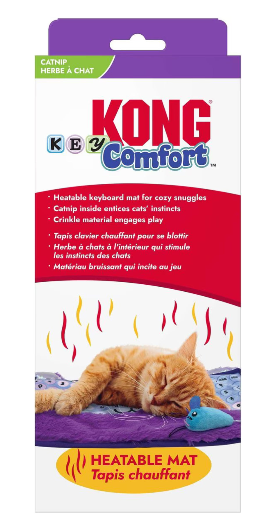 KONG Comfort Key Play Mat Plush Cat Toy with Catnip, Purple