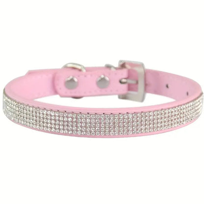 Leather Collar With Rhinestone Accents