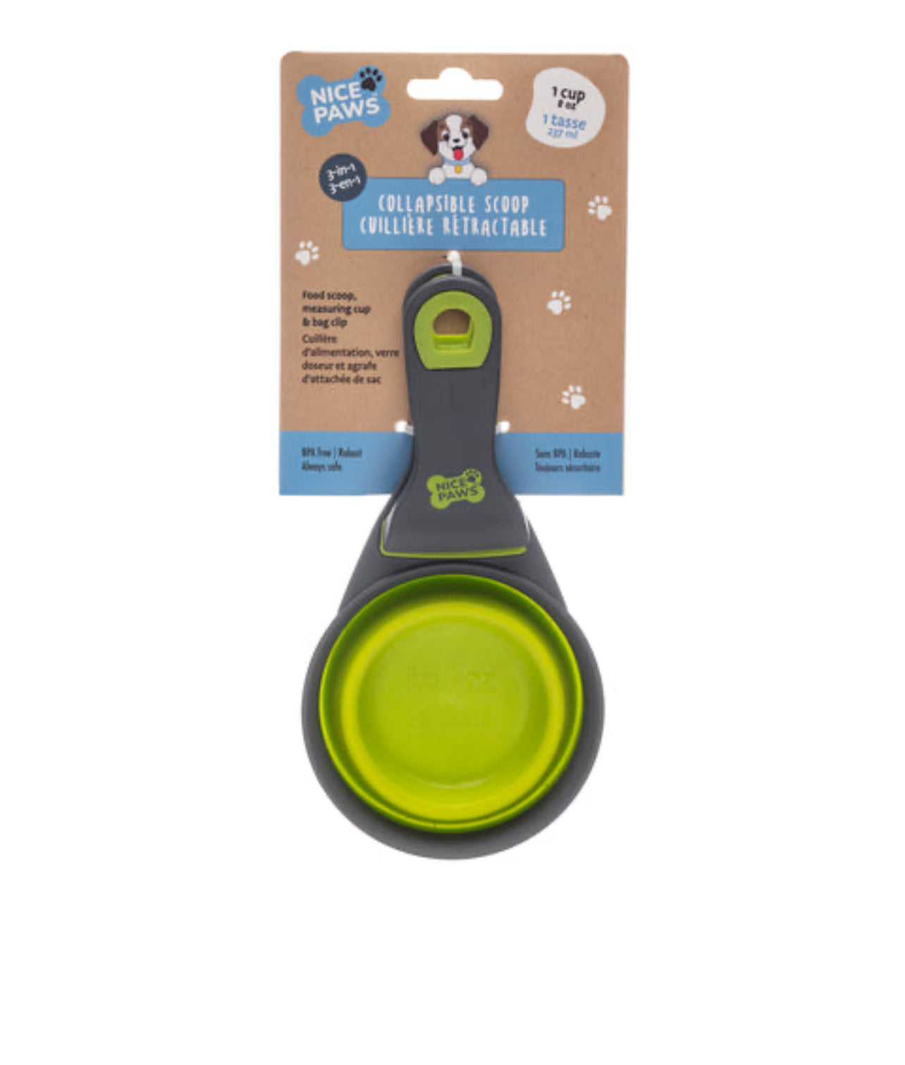 NICE PAWS 3- 1 FOOD COLLAPSIBLE SCOOP 1 CUP / 236ML / 8 OZ.