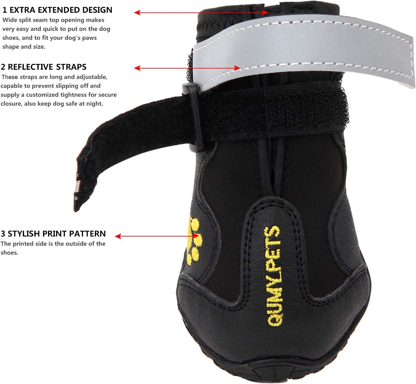 1 Pair Qumy Waterproof Dog  Boots