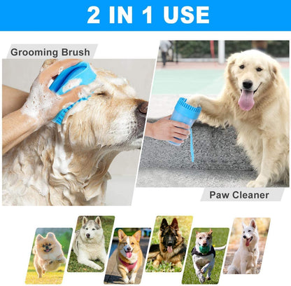 Paw Cleaner w/Bathing Brush and Towel For Dogs