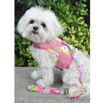 Cool Mesh Dog Harness with Leash - Pink Hawaiian Floral.