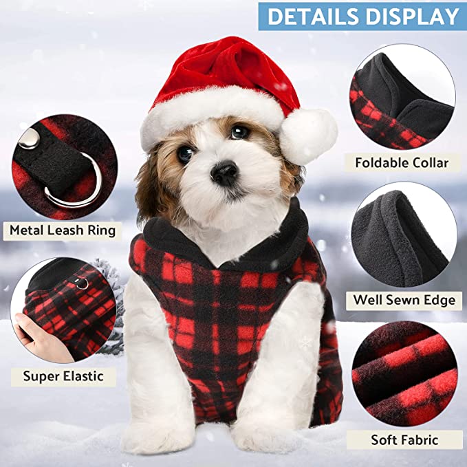 Winter Dog Fleece Sweater with Leash Ring Fleece