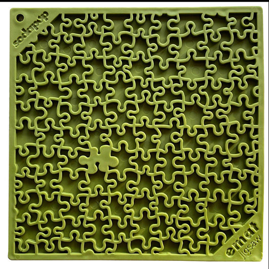 Jigsaw Design Emat Enrichment Licking Mat - Green