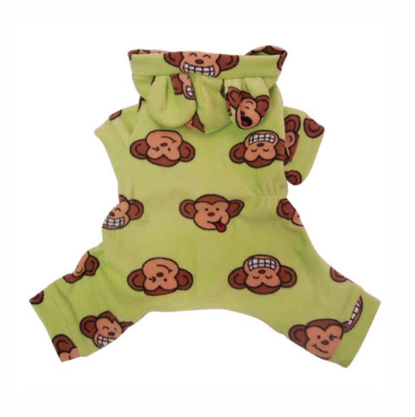 Klippo Lime Silly Monkey Fleece Hooded Pajamas